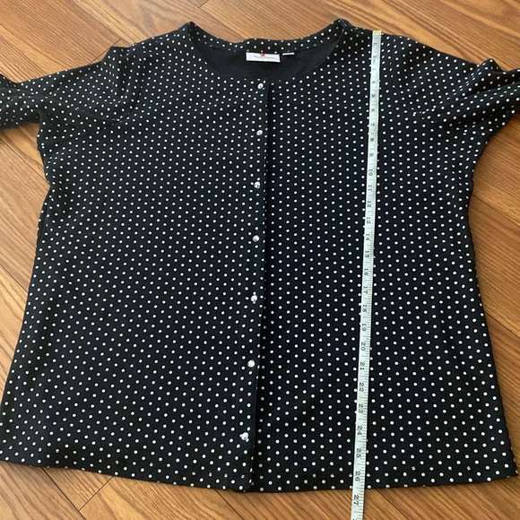 Quacker factory woman’s lightweight white polka dot on black jacket snap front - Picture 11 of 12